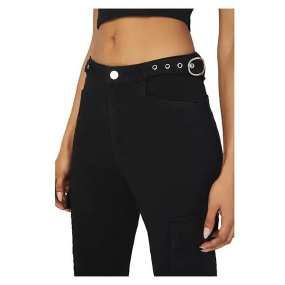 We Wore What Utility Straight Stretch Twill Cargo Jeans in Black – NWT – Size 26 - Picture 7 of 7